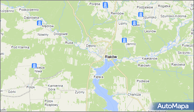 mapa Pągowiec gmina Raków, Pągowiec gmina Raków na mapie Targeo