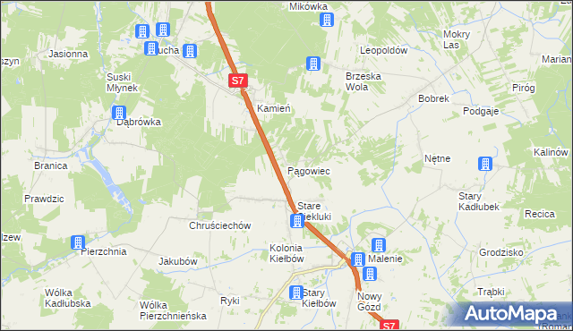 mapa Pągowiec gmina Stara Błotnica, Pągowiec gmina Stara Błotnica na mapie Targeo