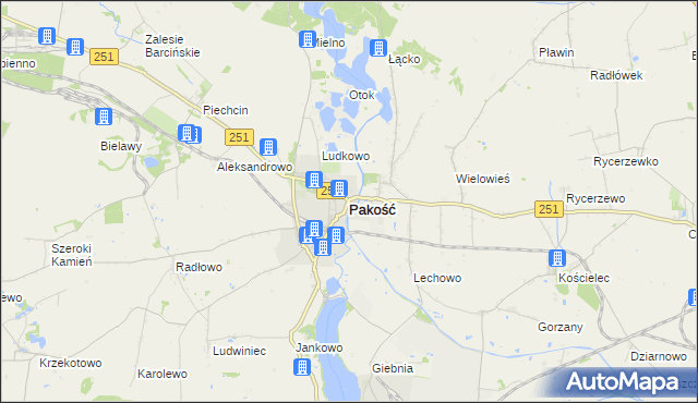 mapa Pakość powiat inowrocławski, Pakość powiat inowrocławski na mapie Targeo