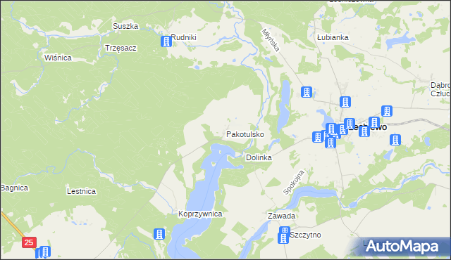 mapa Pakotulsko, Pakotulsko na mapie Targeo