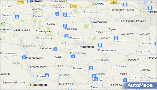 mapa Pałecznica powiat proszowicki, Pałecznica powiat proszowicki na mapie Targeo