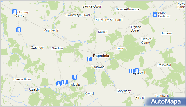 mapa Paprotnia powiat siedlecki, Paprotnia powiat siedlecki na mapie Targeo