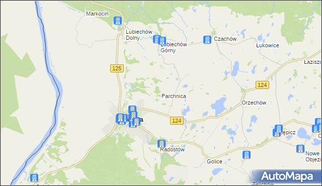 mapa Parchnica, Parchnica na mapie Targeo