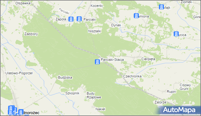 mapa Parciaki-Stacja, Parciaki-Stacja na mapie Targeo