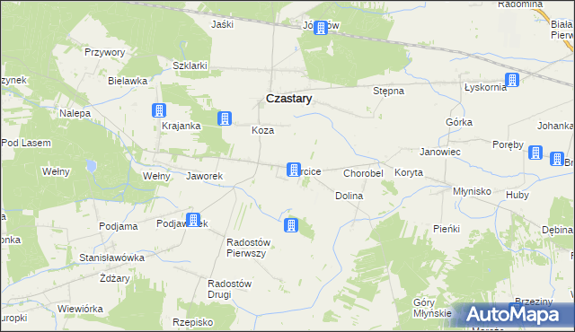 mapa Parcice, Parcice na mapie Targeo