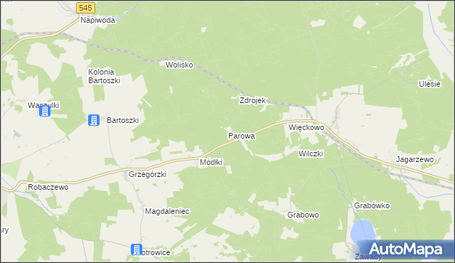 mapa Parowa gmina Nidzica, Parowa gmina Nidzica na mapie Targeo