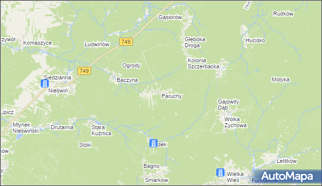 mapa Paruchy, Paruchy na mapie Targeo
