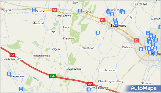 mapa Paruszewo, Paruszewo na mapie Targeo