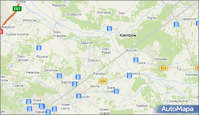 mapa Pasek gmina Klembów, Pasek gmina Klembów na mapie Targeo