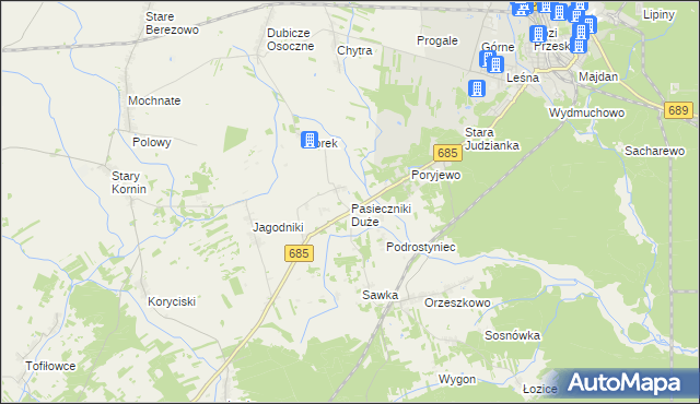 mapa Pasieczniki Duże, Pasieczniki Duże na mapie Targeo