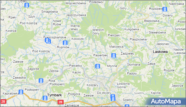 mapa Pasierbiec, Pasierbiec na mapie Targeo