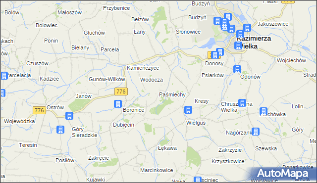 mapa Paśmiechy, Paśmiechy na mapie Targeo