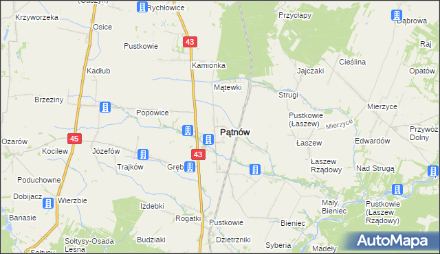 mapa Pątnów powiat wieluński, Pątnów powiat wieluński na mapie Targeo