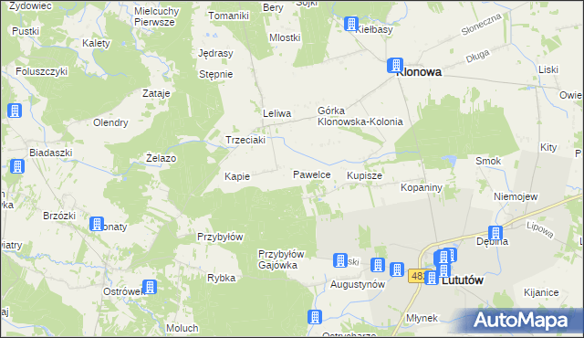 mapa Pawelce, Pawelce na mapie Targeo