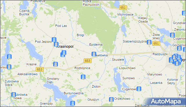 mapa Pawłówka gmina Krasnopol, Pawłówka gmina Krasnopol na mapie Targeo