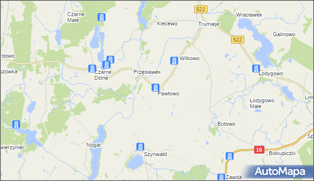 mapa Pawłowo gmina Gardeja, Pawłowo gmina Gardeja na mapie Targeo