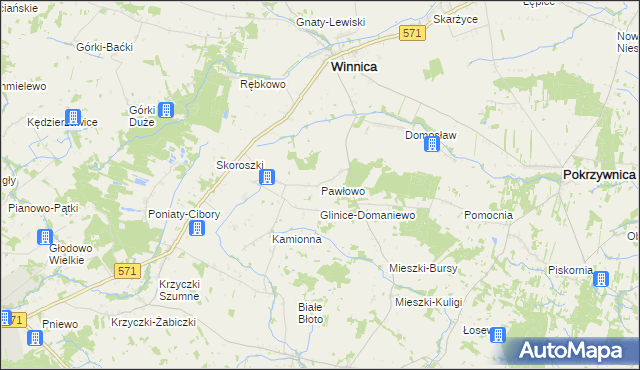 mapa Pawłowo gmina Winnica, Pawłowo gmina Winnica na mapie Targeo