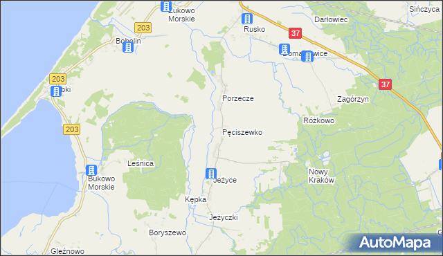 mapa Pęciszewko, Pęciszewko na mapie Targeo