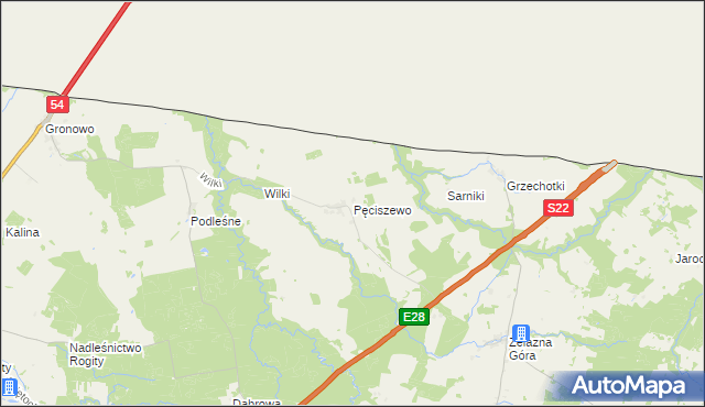 mapa Pęciszewo, Pęciszewo na mapie Targeo