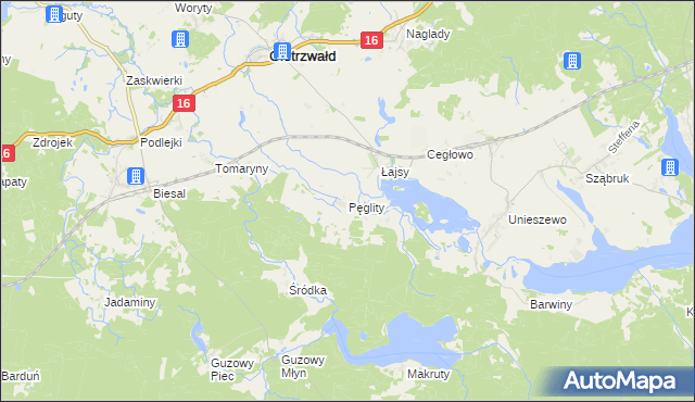 mapa Pęglity, Pęglity na mapie Targeo