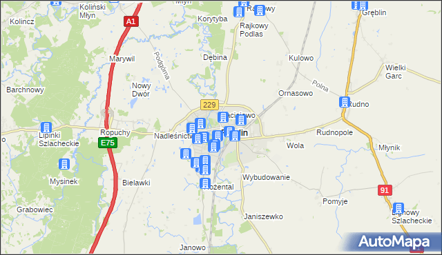 mapa Pelplin, Pelplin na mapie Targeo