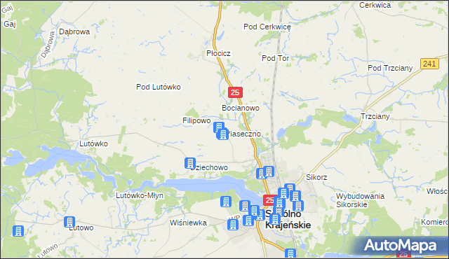 mapa Piaseczno gmina Sępólno Krajeńskie, Piaseczno gmina Sępólno Krajeńskie na mapie Targeo