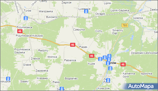 mapa Piasek gmina Janów, Piasek gmina Janów na mapie Targeo