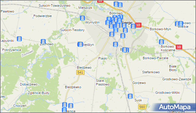 mapa Piaski gmina Sierpc, Piaski gmina Sierpc na mapie Targeo