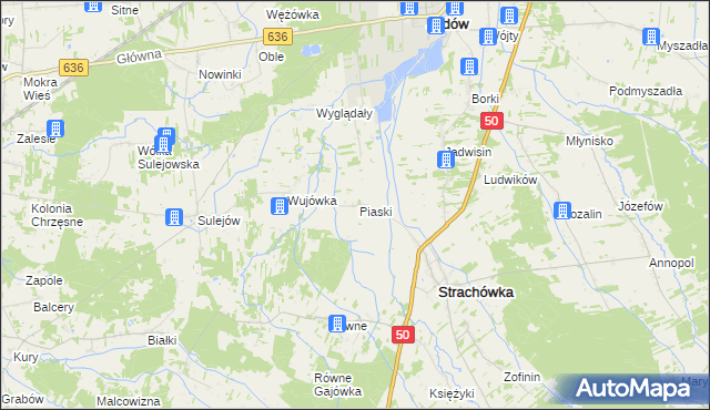 mapa Piaski gmina Strachówka, Piaski gmina Strachówka na mapie Targeo