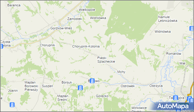 mapa Piaski Szlacheckie, Piaski Szlacheckie na mapie Targeo