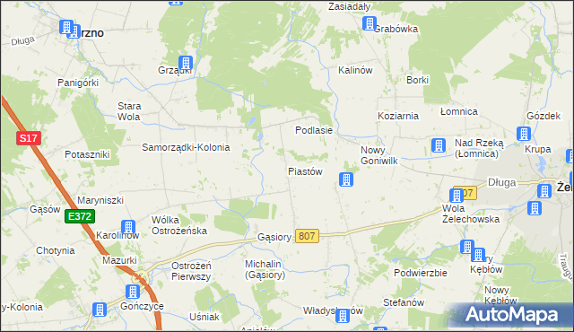 mapa Piastów gmina Żelechów, Piastów gmina Żelechów na mapie Targeo