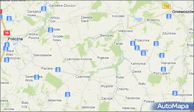 mapa Piątków, Piątków na mapie Targeo