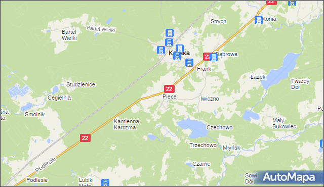 mapa Piece gmina Kaliska, Piece gmina Kaliska na mapie Targeo