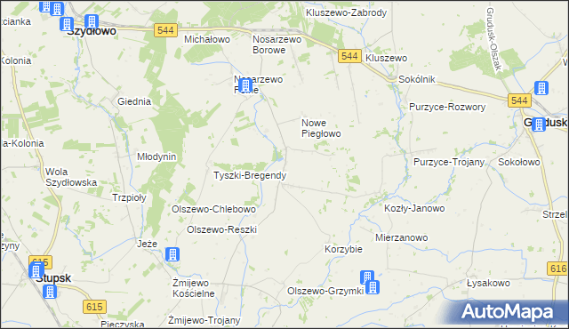 mapa Piegłowo-Wieś, Piegłowo-Wieś na mapie Targeo