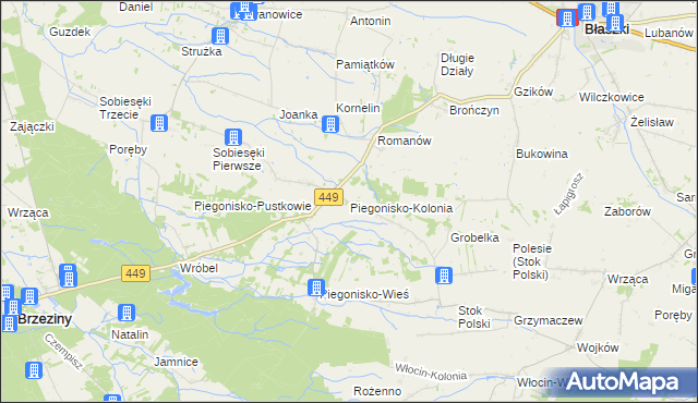 mapa Piegonisko-Kolonia, Piegonisko-Kolonia na mapie Targeo