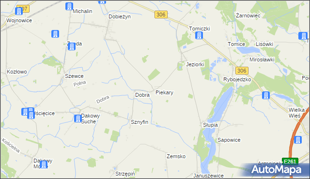 mapa Piekary gmina Stęszew, Piekary gmina Stęszew na mapie Targeo