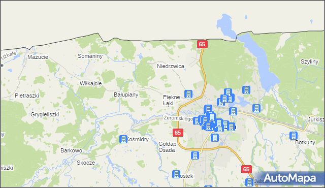 mapa Piękne Łąki, Piękne Łąki na mapie Targeo