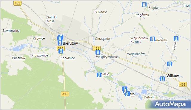 mapa Pielgrzymowice gmina Wilków, Pielgrzymowice gmina Wilków na mapie Targeo