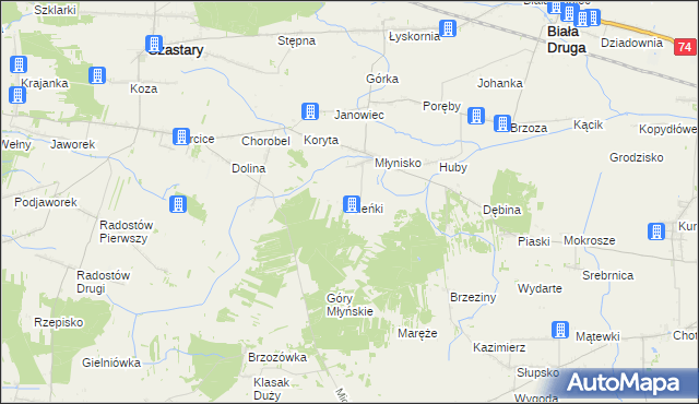 mapa Pieńki gmina Biała, Pieńki gmina Biała na mapie Targeo