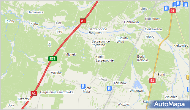 mapa Pieńki Szczepockie, Pieńki Szczepockie na mapie Targeo