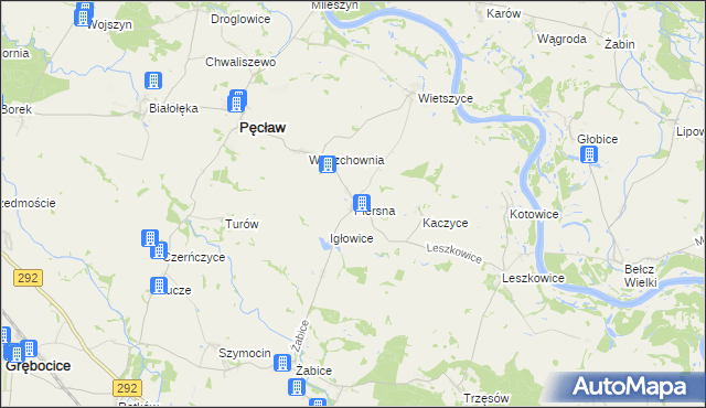 mapa Piersna, Piersna na mapie Targeo