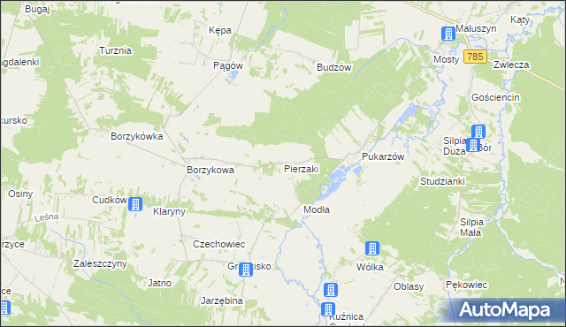 mapa Pierzaki, Pierzaki na mapie Targeo