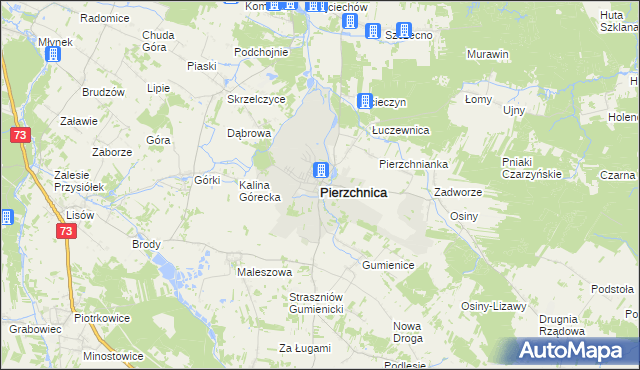 mapa Pierzchnica powiat kielecki, Pierzchnica powiat kielecki na mapie Targeo