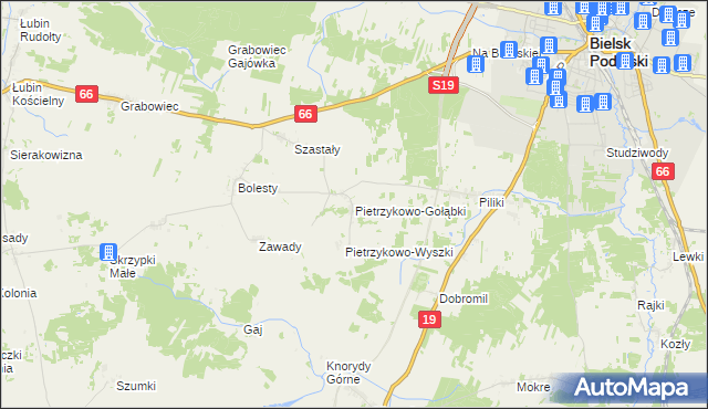 mapa Pietrzykowo-Gołąbki, Pietrzykowo-Gołąbki na mapie Targeo