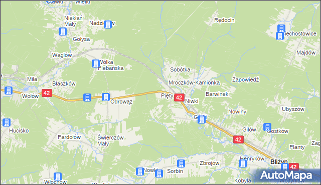 mapa Pięty, Pięty na mapie Targeo