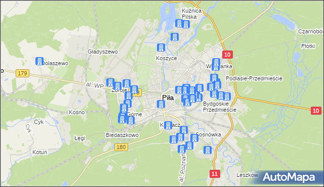 mapa Piły, Piła na mapie Targeo
