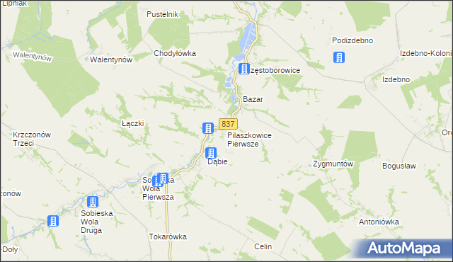 mapa Pilaszkowice Pierwsze, Pilaszkowice Pierwsze na mapie Targeo