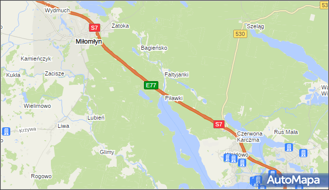 mapa Piławki, Piławki na mapie Targeo