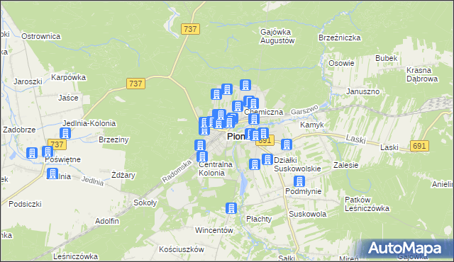 mapa Pionki, Pionki na mapie Targeo