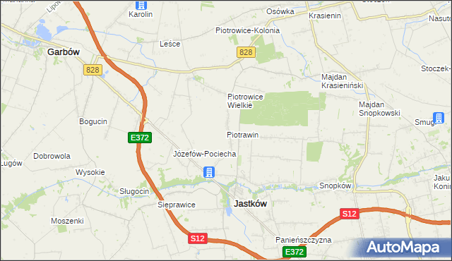 mapa Piotrawin gmina Jastków, Piotrawin gmina Jastków na mapie Targeo